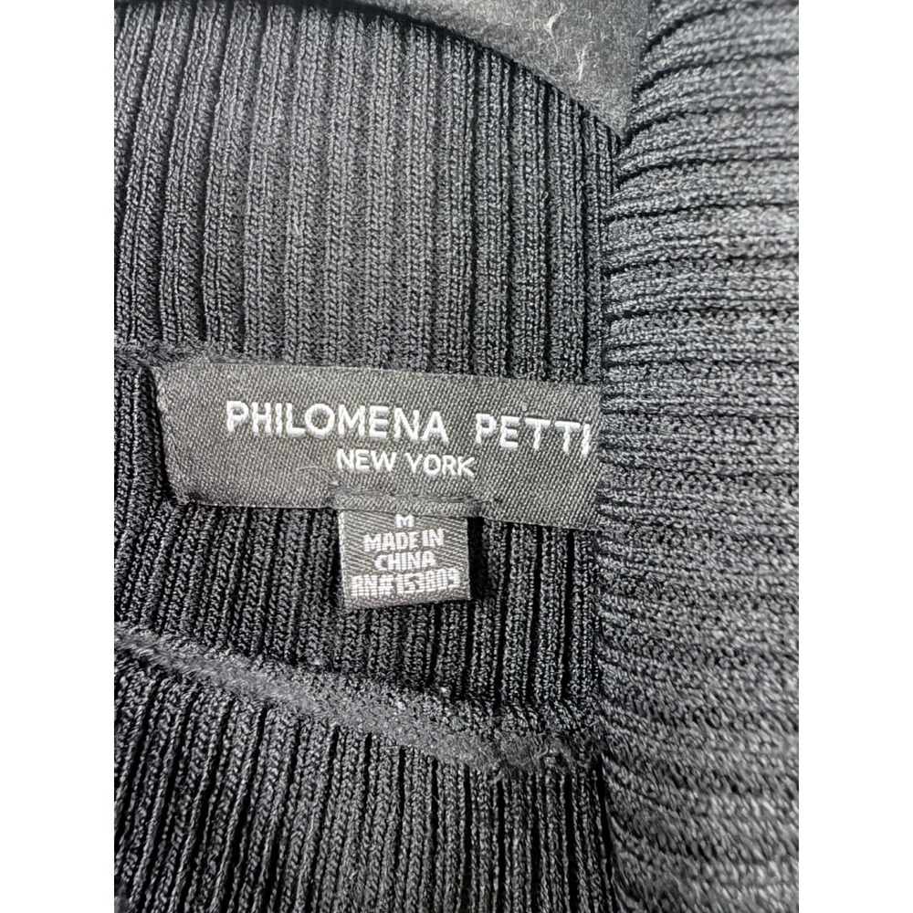 Philomena Petti Turtleneck Women Size M Black Ribbed Split Cuff Sweater - Picture 3 of 9
